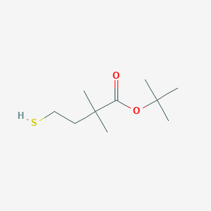 molecular formula C10H20O2S B15307682 Tert-butyl 2,2-dimethyl-4-sulfanylbutanoate 