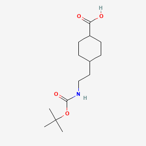 molecular formula C14H25NO4 B15307783 4-(2-{[(Tert-butoxy)carbonyl]amino}ethyl)cyclohexane-1-carboxylicacid CAS No. 2352637-34-2