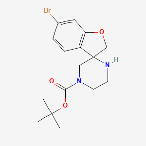 molecular formula C16H21BrN2O3 B15307812 tert-butyl 6-bromo-2H-spiro[1-benzofuran-3,2'-piperazine]-4'-carboxylate 