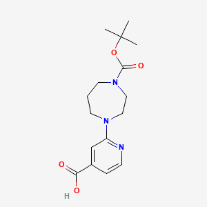 molecular formula C16H23N3O4 B15307852 2-{4-[(Tert-butoxy)carbonyl]-1,4-diazepan-1-yl}pyridine-4-carboxylic acid 