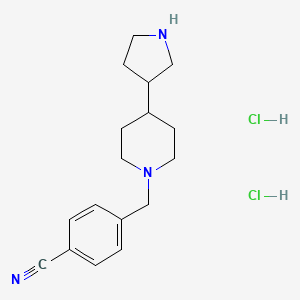 molecular formula C17H25Cl2N3 B15307881 4-{[4-(Pyrrolidin-3-yl)piperidin-1-yl]methyl}benzonitriledihydrochloride 