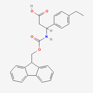 molecular formula C26H25NO4 B15308005 (R)-3-(4-Ethyl-phenyl)-3-(9H-fluoren-9-ylmethoxycarbonylamino)-propionic acid 