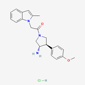 1-[(3S,4R)-3-amino-4-(4-methoxyphenyl)pyrrolidin-1-yl]-2-(2-methylindol-1-yl)ethanone;hydrochloride