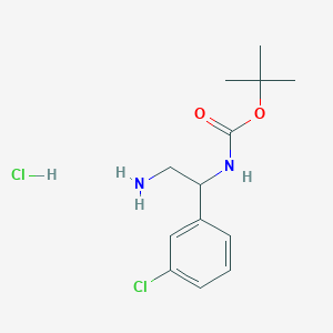 molecular formula C13H20Cl2N2O2 B15308094 tert-butyl N-[2-amino-1-(3-chlorophenyl)ethyl]carbamate hydrochloride 