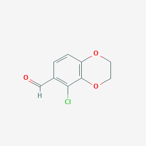 molecular formula C9H7ClO3 B15308135 5-Chloro-2,3-dihydro-1,4-benzodioxine-6-carbaldehyde 