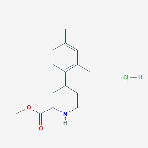 molecular formula C15H22ClNO2 B15308271 Methyl4-(2,4-dimethylphenyl)piperidine-2-carboxylatehydrochloride 