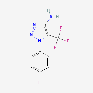 molecular formula C9H6F4N4 B15308304 1-(4-fluorophenyl)-5-(trifluoromethyl)-1H-1,2,3-triazol-4-amine 