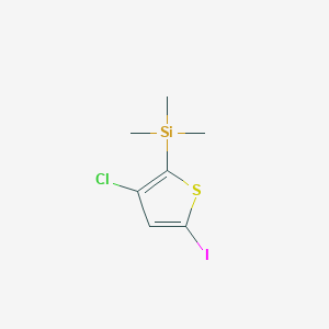 molecular formula C7H10ClISSi B15308372 (3-Chloro-5-iodothiophen-2-yl)trimethylsilane 