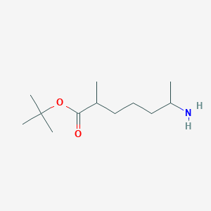 molecular formula C12H25NO2 B15308459 Tert-butyl 6-amino-2-methylheptanoate 