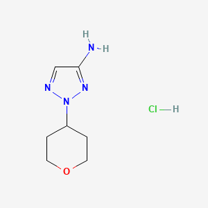 molecular formula C7H13ClN4O B15308474 2-(oxan-4-yl)-2H-1,2,3-triazol-4-amine hydrochloride 