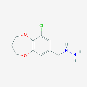 molecular formula C10H13ClN2O2 B15308533 ((9-Chloro-3,4-dihydro-2h-benzo[b][1,4]dioxepin-7-yl)methyl)hydrazine 