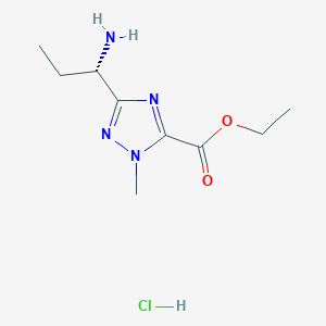 molecular formula C9H17ClN4O2 B15308620 ethyl 3-[(1S)-1-aminopropyl]-1-methyl-1H-1,2,4-triazole-5-carboxylate hydrochloride 