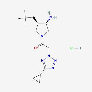 molecular formula C15H27ClN6O B15308708 1-[(3S,4R)-3-amino-4-(2,2-dimethylpropyl)pyrrolidin-1-yl]-2-(5-cyclopropyltetrazol-2-yl)ethanone;hydrochloride 