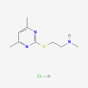 molecular formula C9H16ClN3S B1530872 2-((4,6-dimethylpyrimidin-2-yl)thio)-N-methylethan-1-amine hydrochloride CAS No. 1864059-44-8