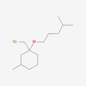 molecular formula C14H27BrO B15308827 1-(Bromomethyl)-3-methyl-1-((4-methylpentyl)oxy)cyclohexane 