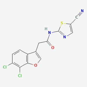 molecular formula C14H7Cl2N3O2S B15308965 N-(5-cyano-1,3-thiazol-2-yl)-2-(6,7-dichloro-1-benzofuran-3-yl)acetamide 