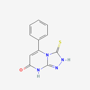 molecular formula C11H8N4OS B1530904 3-巯基-5-苯基[1,2,4]三唑并[4,3-{a}]嘧啶-7(8{H})-酮 CAS No. 110974-01-1