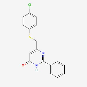 molecular formula C17H13ClN2OS B1530908 6-{[(4-氯苯基)硫代]甲基}-2-苯基-4-嘧啶醇 CAS No. 337923-89-4