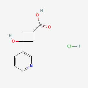 molecular formula C10H12ClNO3 B15309138 (1s,3s)-3-Hydroxy-3-(pyridin-3-yl)cyclobutane-1-carboxylicacidhydrochloride,trans 