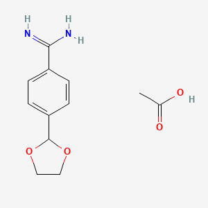 molecular formula C12H16N2O4 B15309143 4-(1,3-Dioxolan-2-yl)benzene-1-carboximidamide,aceticacid 