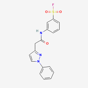 molecular formula C17H14FN3O3S B15309178 3-[2-(1-phenyl-1H-pyrazol-3-yl)acetamido]benzene-1-sulfonyl fluoride CAS No. 2224207-06-9