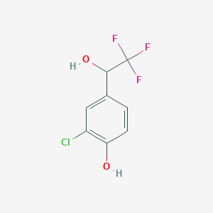 molecular formula C8H6ClF3O2 B15309313 2-Chloro-4-(2,2,2-trifluoro-1-hydroxyethyl)phenol 