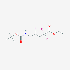 molecular formula C12H20F2INO4 B15309355 Ethyl5-{[(tert-butoxy)carbonyl]amino}-2,2-difluoro-4-iodopentanoate 