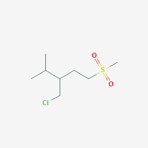 molecular formula C8H17ClO2S B15309374 3-(Chloromethyl)-4-methyl-1-(methylsulfonyl)pentane 