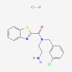 molecular formula C17H17Cl2N3OS B15309407 N-(2-aminoethyl)-N-[(3-chlorophenyl)methyl]-1,3-benzothiazole-2-carboxamidehydrochloride 