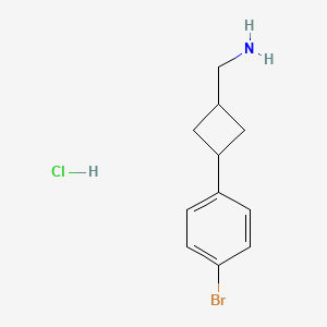 molecular formula C11H15BrClN B15309462 1-[3-(4-Bromophenyl)cyclobutyl]methanamine hydrochloride 