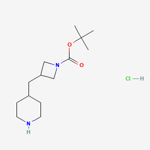 molecular formula C14H27ClN2O2 B15309514 Tert-butyl 3-[(piperidin-4-yl)methyl]azetidine-1-carboxylate hydrochloride 