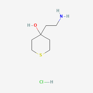 molecular formula C7H16ClNOS B15309680 4-(2-Aminoethyl)thian-4-olhydrochloride 