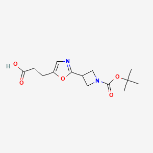 molecular formula C14H20N2O5 B15309694 3-(2-{1-[(Tert-butoxy)carbonyl]azetidin-3-yl}-1,3-oxazol-5-yl)propanoicacid 