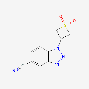 molecular formula C10H8N4O2S B15309757 1-(1,1-Dioxidothietan-3-yl)-1H-benzo[d][1,2,3]triazole-5-carbonitrile 