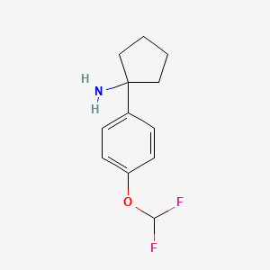 molecular formula C12H15F2NO B15309796 1-(4-(Difluoromethoxy)phenyl)cyclopentan-1-amine CAS No. 1094218-31-1