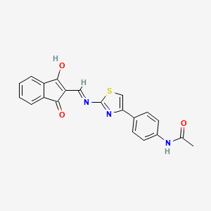 molecular formula C21H15N3O3S B1530980 N-[4-(2-{[(1,3-dioxo-2,3-dihydro-1H-inden-2-ylidene)methyl]amino}-1,3-thiazol-4-yl)phenyl]acetamide CAS No. 1024569-68-3