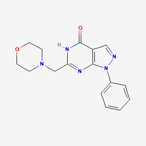 molecular formula C16H17N5O2 B1530984 6-[(morpholin-4-yl)methyl]-1-phenyl-1H,4H,5H-pyrazolo[3,4-d]pyrimidin-4-one CAS No. 930966-22-6