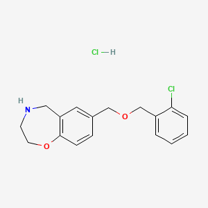 molecular formula C17H19Cl2NO2 B1530986 7-{[(2-Chlorobenzyl)oxy]methyl}-2,3,4,5-tetrahydro-1,4-benzoxazepine hydrochloride CAS No. 1185302-69-5