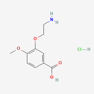 molecular formula C10H14ClNO4 B15309928 3-(2-Aminoethoxy)-4-methoxybenzoicacidhydrochloride 