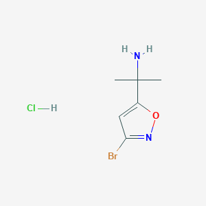 molecular formula C6H10BrClN2O B15309973 2-(3-Bromo-1,2-oxazol-5-yl)propan-2-amine hydrochloride 