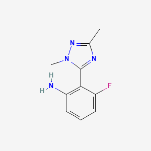 molecular formula C10H11FN4 B15310019 2-(1,3-Dimethyl-1h-1,2,4-triazol-5-yl)-3-fluoroaniline 