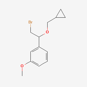 molecular formula C13H17BrO2 B15310214 1-(2-Bromo-1-(cyclopropylmethoxy)ethyl)-3-methoxybenzene 