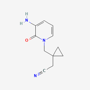 molecular formula C11H13N3O B15310223 2-(1-((3-Amino-2-oxopyridin-1(2h)-yl)methyl)cyclopropyl)acetonitrile 