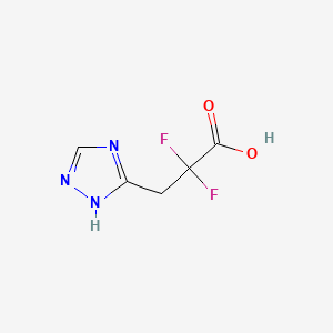 molecular formula C5H5F2N3O2 B15310272 2,2-difluoro-3-(1H-1,2,4-triazol-3-yl)propanoic acid 