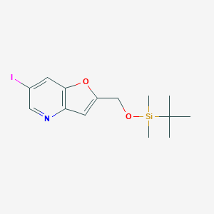 molecular formula C14H20INO2Si B1531038 2-((叔丁基二甲基甲硅烷基氧基)甲基)-6-碘呋喃[3,2-b]吡啶 CAS No. 1171920-30-1
