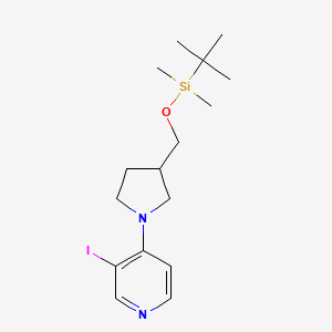 molecular formula C16H27IN2OSi B1531047 4-(3-((Tert-butyldimethylsilyloxy)methyl)-pyrrolidin-1-YL)-3-iodopyridine CAS No. 1203498-95-6
