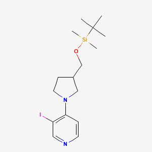 molecular formula C16H27IN2OSi B1531047 4-(3-((叔丁基二甲基甲硅烷基)甲氧基)-吡咯烷-1-基)-3-碘吡啶 CAS No. 1203498-95-6