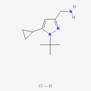 molecular formula C11H20ClN3 B15310493 1-(1-tert-butyl-5-cyclopropyl-1H-pyrazol-3-yl)methanamine hydrochloride 