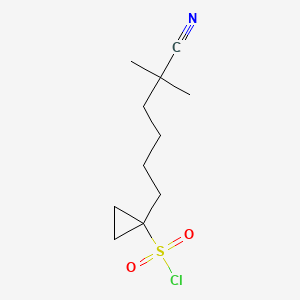 molecular formula C11H18ClNO2S B15310530 1-(5-Cyano-5-methylhexyl)cyclopropane-1-sulfonyl chloride 