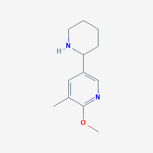 molecular formula C12H18N2O B15310553 2-Methoxy-3-methyl-5-(piperidin-2-yl)pyridine 